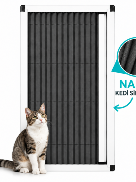 Pileli Kedi Tülü Plise Sürgülü Akordiyon Pencere Sinekliği Beyaz 70×140 cm Ölçü Aralığı